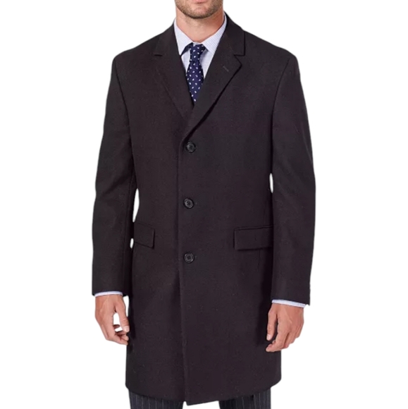 Nautica Batten Classic Fit Overcoat Jacket Wool Blend Black Size 48L NWT